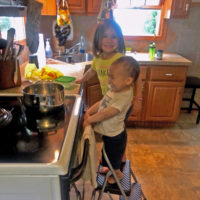 Isla and Zeke making fun dough